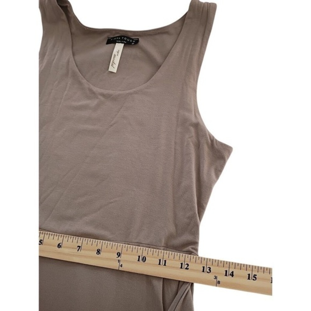 Taupe Knot Front Midi Dress Minimalist Sleeveless Modal Blend Neutral Medium - Picture 7 of 7